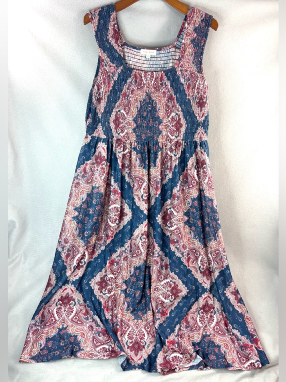 Song n Spirit XL Paisley Print Sleeveless Maxi Dress in Blue Red & Pink